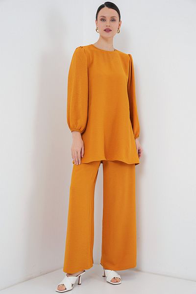 Bigdart Damen Tunika Hose Unterteil Oberteil Set 6712 - Senf