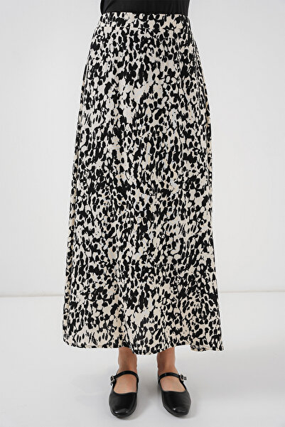 Bigdart 8003 Desenli Viskon Etek - Siyah