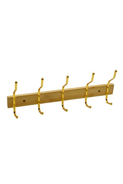 Generic Wooden wall clothes hanger with screws for hanging 5 hooks