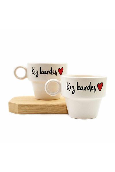 PALTO TASARIM Set of 2 Espresso Cups for Sister - Gift Ceramic Cup