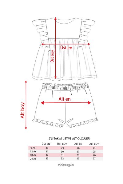 Minipodyum Baby Girl Ruffle Detailed Muslin Summer Double Set