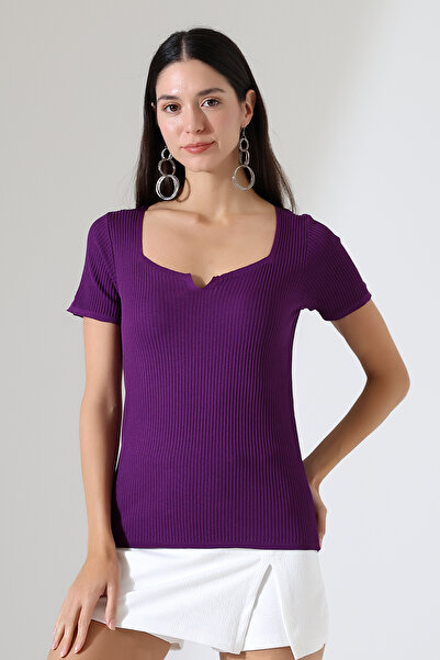 Devinka Γυναικείο πλεκτό μπλουζάκι με τετράγωνο γιακά