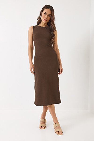 Bianco Lucci Γυναικείο φόρεμα μάξι με λεπτομέρεια με κρυφό φερμουάρ 5994 60283044