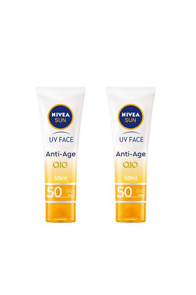 NIVEA SUN UV Face Anti-Age Face Cream, SPF 50, Tube 50ml, Pack of 2