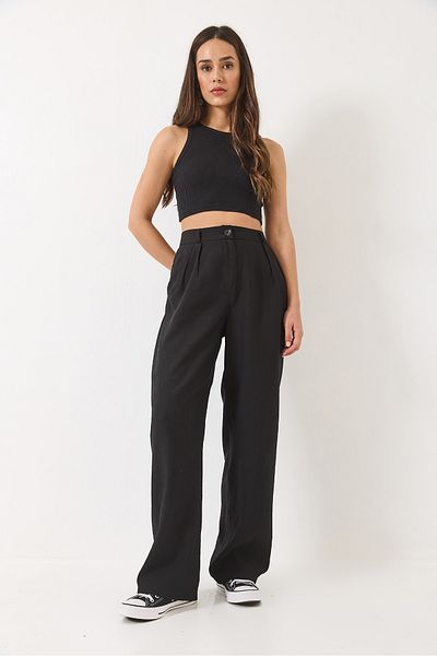 Bianco Lucci Women's Pocket Detailed Palazzo Fabric Trousers 80115 60283049