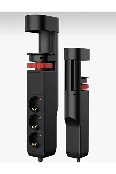 asua 3xPriz 2xUsb 1xType-C Girişli Priz Masa Kenar Sıkıştırmalı Priz Masaüstü Montaj Akım Koruma Prizi