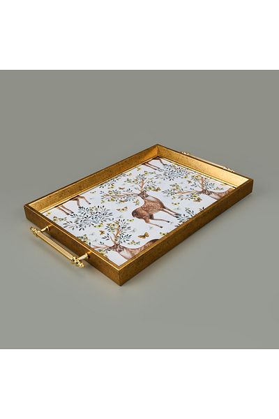 Evidea Kitchen Deer Patterned Acrylic Tray - Colorful - 43 cm