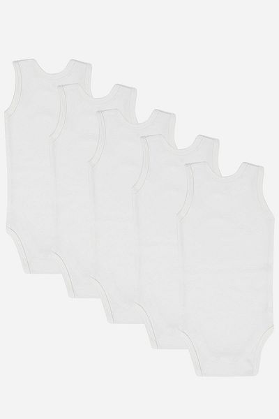 Arma Yıldız 100% Organic Cotton White Baby Undershirt Snap Fastener Bodysuit 5 Pack