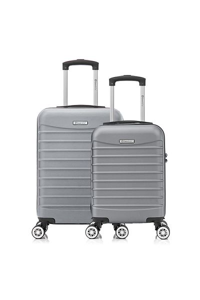 Quasar & Co. Set 2 Trolere Cabina 40x30x20cm Roti Detasabile Si 55x36x20cm,bagaj De Mana,troller Abs,argintiu