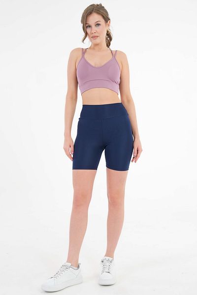Saade Navy Blue Recovery Effect High Waist Casual and Sports Short Leggings