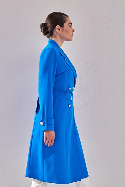 Ekol Beli Kuşaklı Düğmeli Trençkot