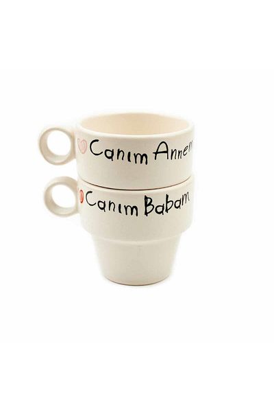 PALTO TASARIM Set of 2 Espresso Cups for My Dear Mother and Father - Gift Ceramic Cup