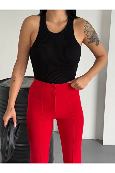 KENZA'A TRİKO Γυναικεία μπλούζα με μηδενικά μανίκια με ραβδώσεις