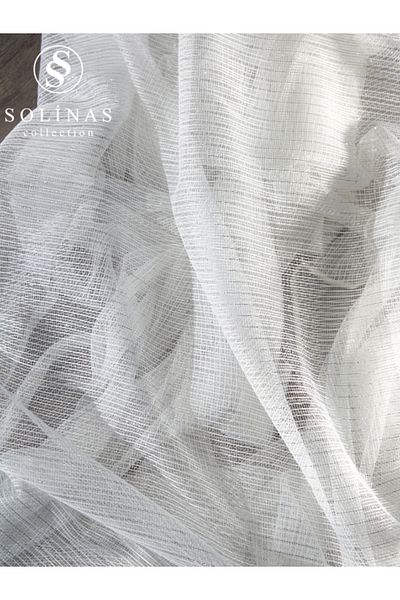 Solinas Collection Cream Silver Glitter Chain 1 X 3 Close Pleat Tulle Curtain