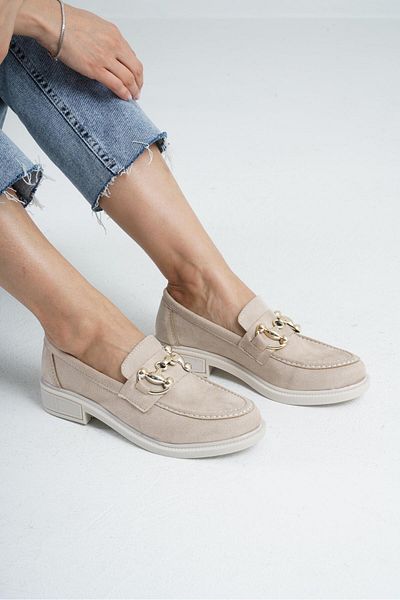 Beyond Pantofi mocasini cu cataramă din piele intoarsa alb 3cm Byndlfrk01