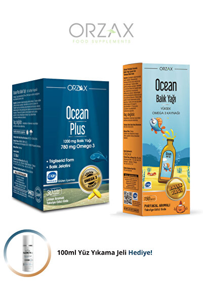 Ocean Çocuklar ve Yetişkinler İçin Omega 3 Vitamin Seti (Omega 3 30 Softgel -...