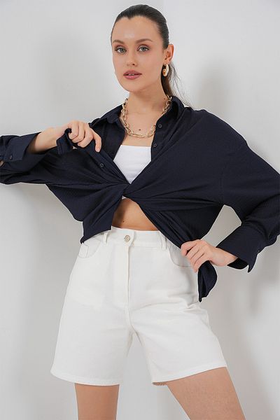 Bigdart Γυναικείο Πλεκτό Πουκάμισο Oversize 20264 - Navy Blue