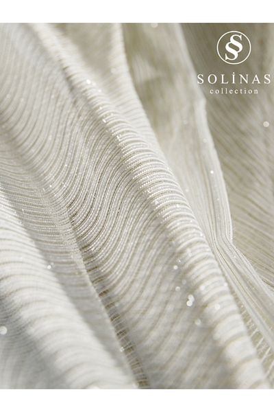 Solinas Collection Cream Gold Glitter Chain 1 X 3 Stretchy Pleat Tulle Curtain
