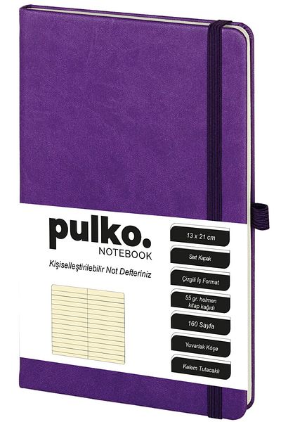 PULKO Notebook Purple Striped 160 Page Notebook, Hard Cover, 13X21Cm