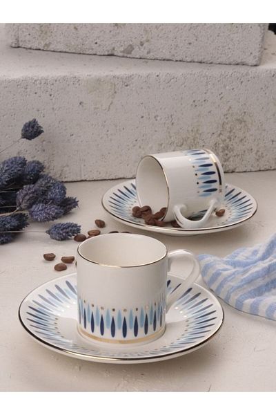 Viyalente Porcelain 4 Piece Palm Coffee Set 2 Coffee Cup Set