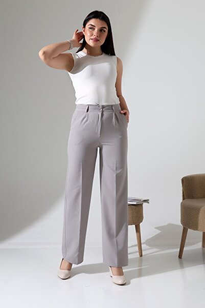 ENFİ GİYİM Wide Leg Palazzo Double Fabric High Waist Trousers