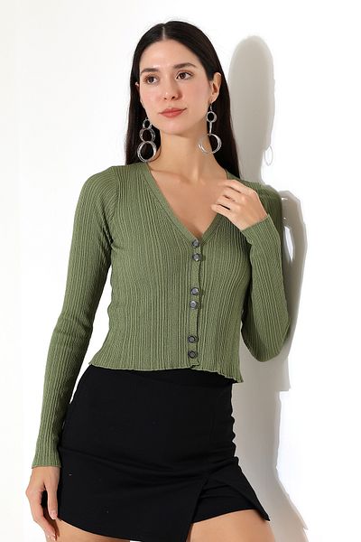 Devinka Women's Buttoned V-Neck Thin Cardigan