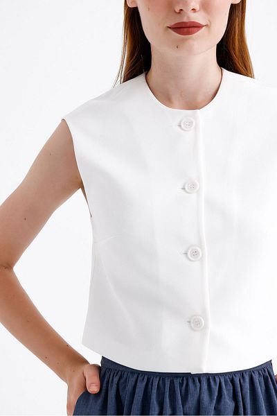 ONE8 Closed Collar Buttoned Front Lined Vest