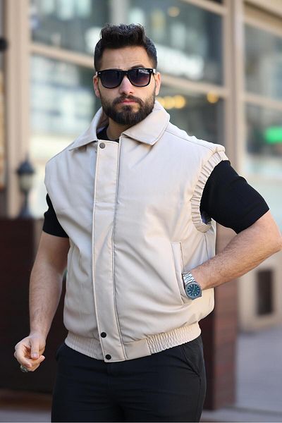 RHONES Men's Collar Leather Vest