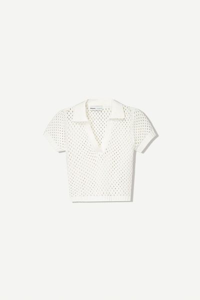 Bershka Short sleeve mesh polo collar sweater