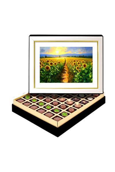 Modern Ayçiçeği Tarlası Kutusu Spesiyal Çikolatalı Büyük Boy (588 g)