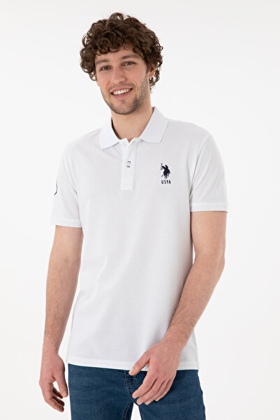 U.S. Polo Assn. Ανδρικό μπλουζάκι με λεπτή εφαρμογή Polo Neck White Basic 50305929-VR013