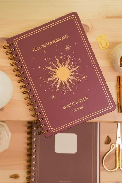 Matt Notebook Bullet Journal Edition A5 15x21 cm Spiralli Noktalı Tarihsiz Not Defteri Güneş