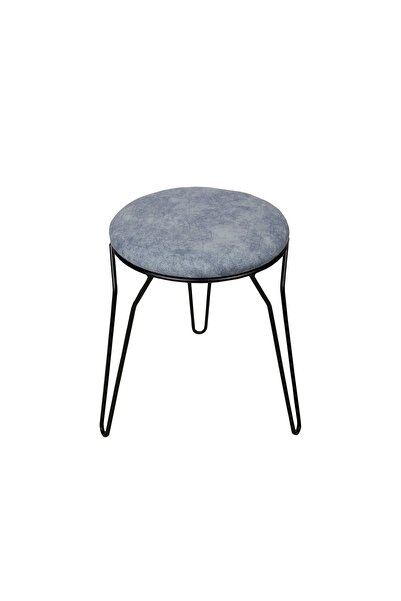 Akın Lux Akın Lüx Metal Ayaklı Tabure - Gri - 45x36x36 cm