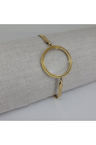 PİNA HEDİYELİK AKSESUAR Çelik Yarım Altın Takılan Çeyrek Altın Çeyrek Altın Uyumlu Takılan Fanus Bileklik