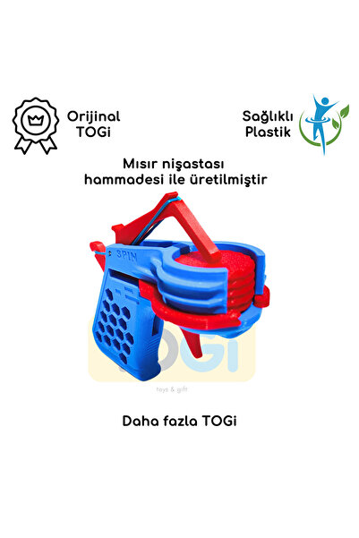 TOGi Toys Spin Disk Tabancası, 10-20 Metre Menzil, 6 Disk Hazneli, Çocuklar ve Kediler İçin