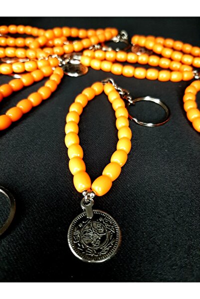 makadi سلسلة مفاتيح طغراء عثمانية مطرزة بالبلاستيك باللون البرتقالي - إكسسوار أنيق ومعقول