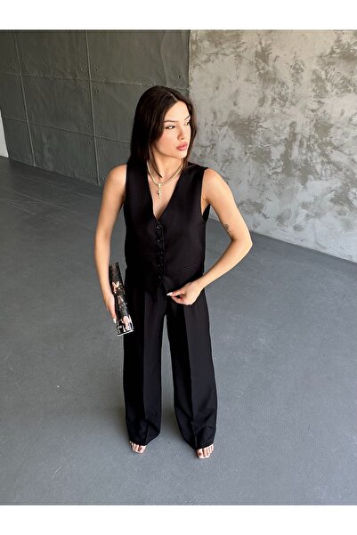 MYGİYİMİSTANBUL Linen Vest Trousers Set