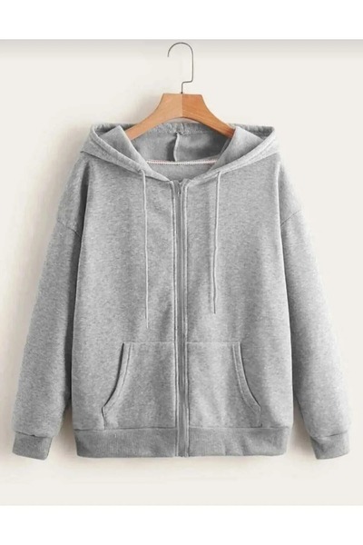 NO 601 Unisex Gray-Black 2-Piece Zippered Hooded Cardigan Jacket