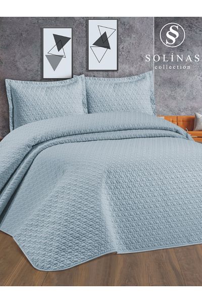 Solinas Collection Laura Blue Double Bedspread - Fiber Filled