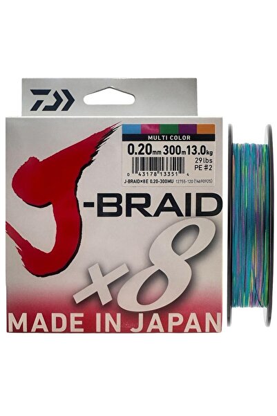 daiwa J-Braid 8X Multi Color 300 mt 0.20 mm İp Misina