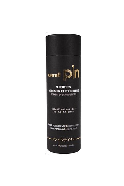 UNİ-BALL Set 9 linere Uni Pin in cutie cadou cilindrica