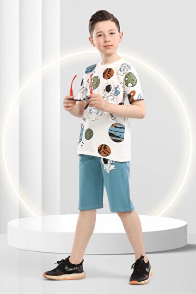 BUUFUU Planets Planet Printed Summerwear Παιδικό κοντομάνικο μπλουζάκι με λαι...