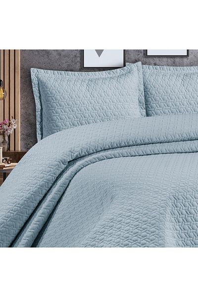 Solinas Collection Laura Blue Double Bedspread - Fiber Filled