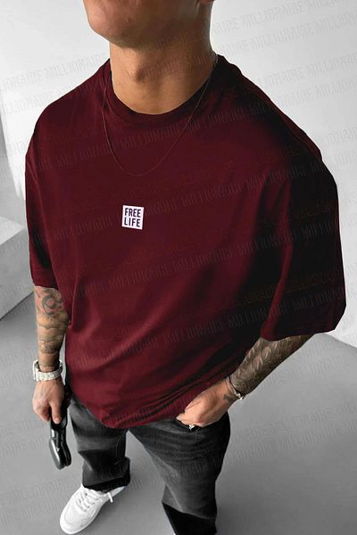 Teenage Millionaire Tricou Salas oversize pentru bărbați, roșu Claret Free Life