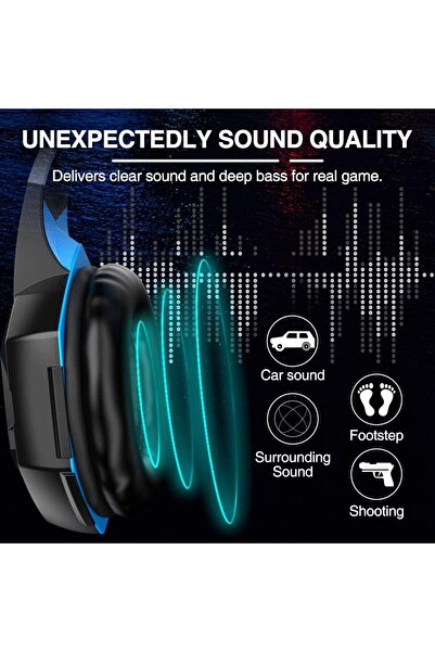 Virgin سماعة الألعاب KOTION EACH G2000 - سماعات رأس سلكية فوق الأذن لأجهزة الكمبيوتر، وبلايستيشن 4، والكمبيوتر المحمول،