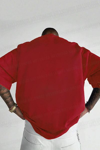 Teenage Millionaire Men's Red Free Life Crew Neck Oversize Salas T-Shirt