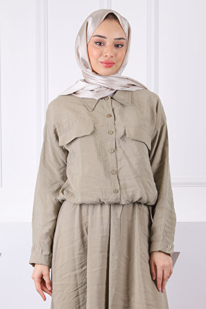 İmajButik Haki Gömlek Etekli Modal Takım