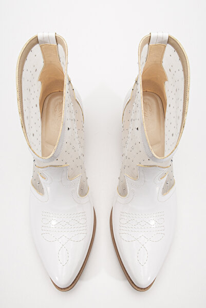 DENORA Bílé tylové letní kovbojské boty z průhledného kamene