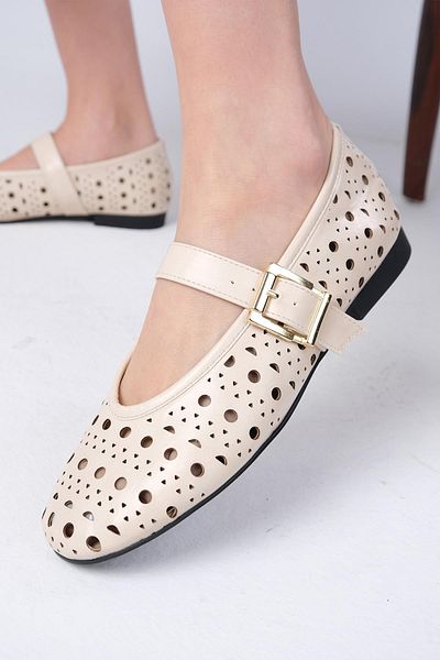 Mio Gusto Norita Skin Color Laser Women's Ballerinas