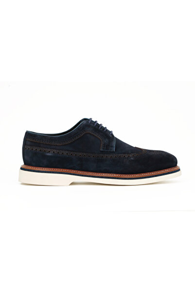 Tuna Genuine Suede Leather Navy Blue Oxford Men's Shoes Eva Sole - 4175